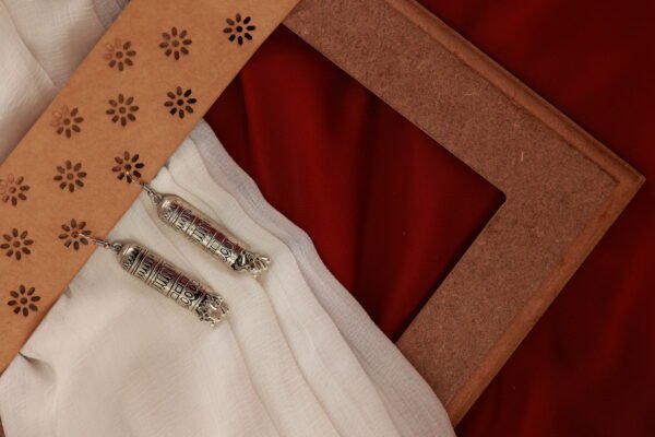 Discover the Elegance of Unique Silver Oxidised Tube Shaped Earrings - Image 3