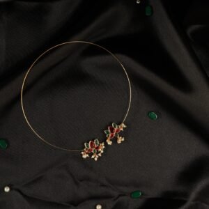 Elegant Gold Choker Necklace with Jadau Lotus Design
