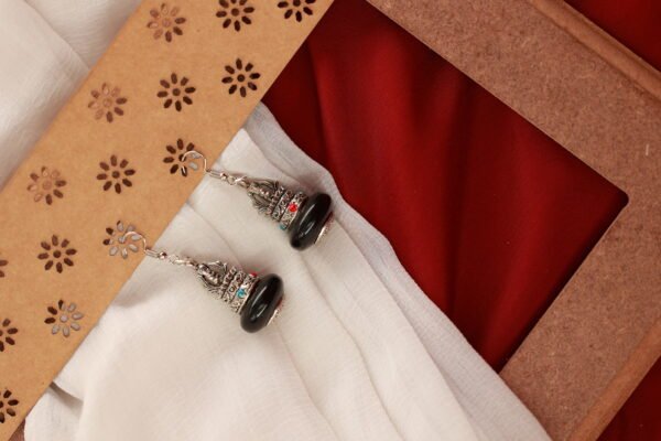 Stunning Black Beaded Nepali Styled Earrings - Image 2