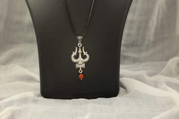Elegant Unisex Long Black Cord with Trishul Pendant Neck Piece - Image 3