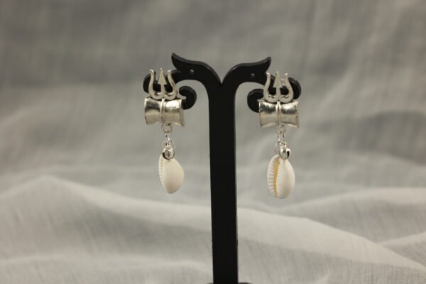 Elegant Trishul Earrings with Cowrie Shells