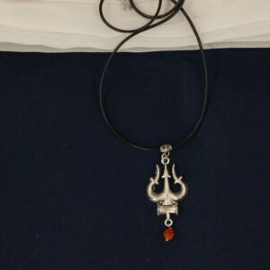 Elegant Unisex Long Black Cord with Trishul Pendant Neck Piece