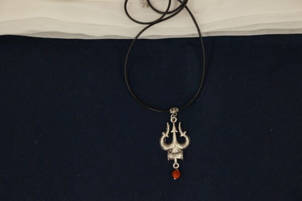 Elegant Unisex Long Black Cord with Trishul Pendant Neck Piece
