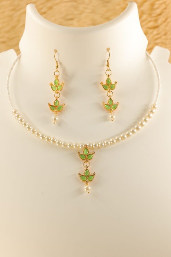 Elegance in Bloom Necklace Set in Light Green - Image 2