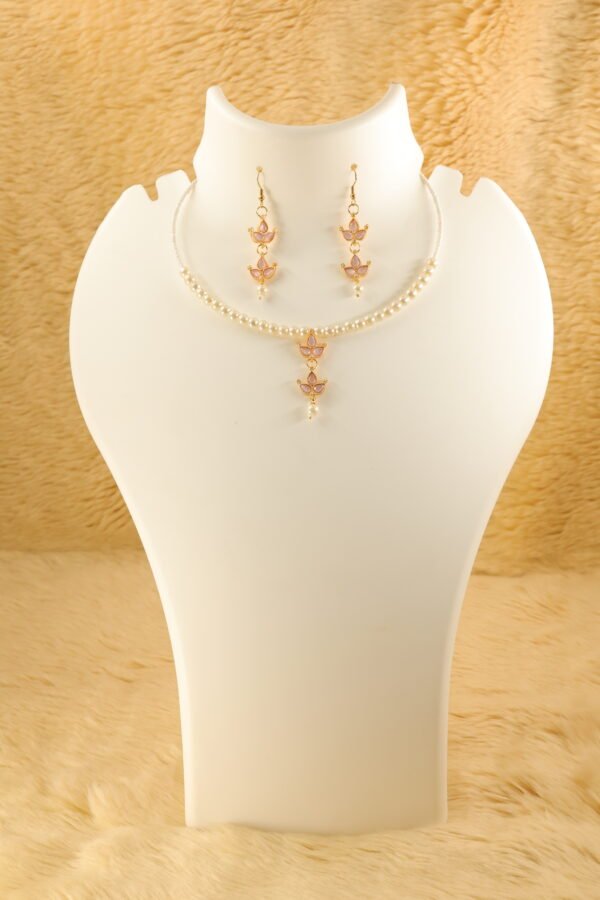 Elegance in Bloom Necklace Set in Pastel Pink - Image 3