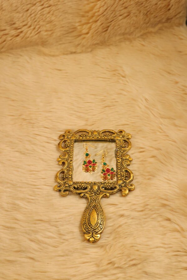 Elegance Redefined: Green and Red Lotus Meenakari Kundan Choker with Pearl Chain - Image 2