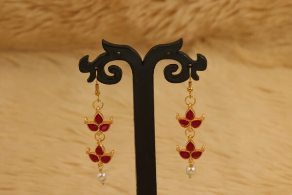 Elegance in Bloom Necklace Set in Dark Pinkish Red - Image 4
