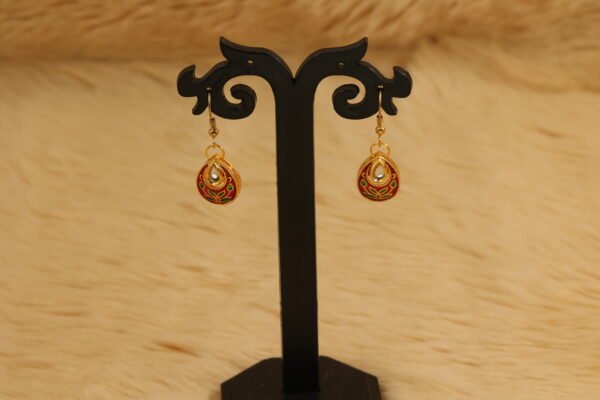 Elegant Red Oval Glass Beads Necklace Set - Image 4