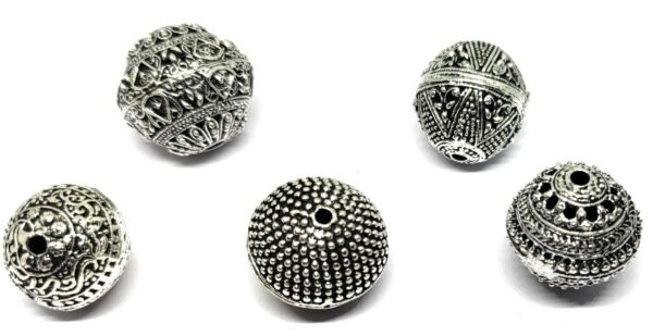 Silver Oxidised Metal Balls - Pack of 5