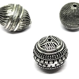 Silver Oxidised Metal Balls - Pack of 5