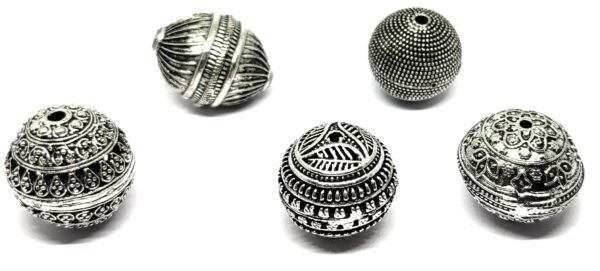 Silver Oxidised Metal Balls - Pack of 5