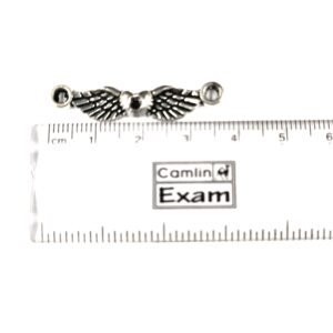 Silver Oxidised Heart Feather Charm Pack of 5