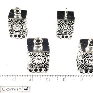 Silver Oxidised Square Jumka for Earrings (3 pairs)