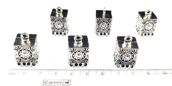 Silver Oxidised Square Jumka for Earrings (3 pairs)