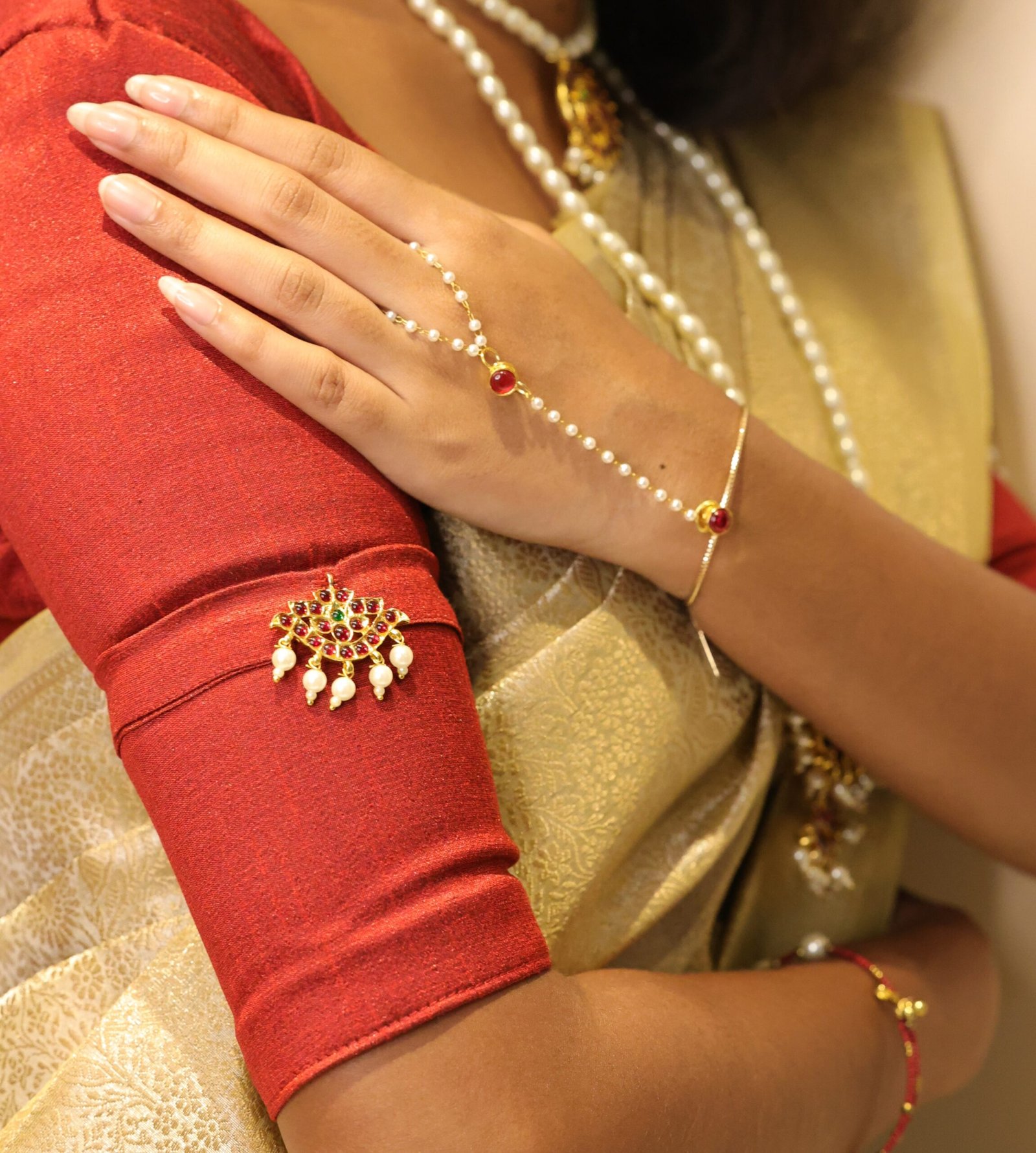 Sleeve Charms for Blouses - Maroon color with Kemp charms - Image 2