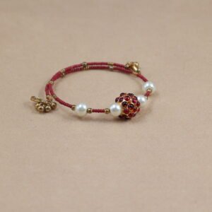 Maroon Seed Bead Kemp bead Memory Wire Bracelet
