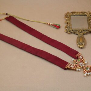 Maroon Raw Silk Fabric Necklace