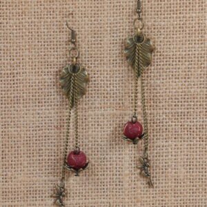Vintage Bronze Leaf & Fairy Charm Earrings