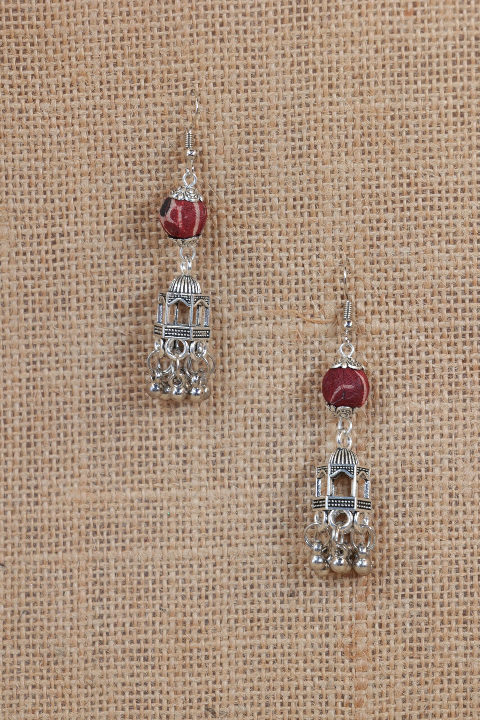 Versatile Open-Ended Red Brick Fabric Necklace piece - Image 5