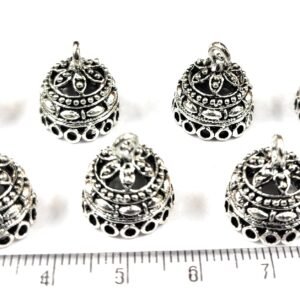 Small silver oxidised jumka base pair of 5