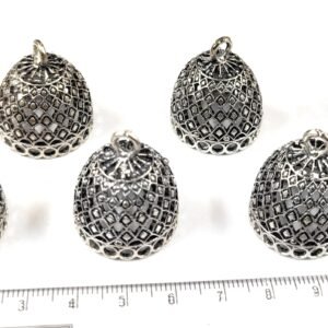 Medium size silver oxidised jumka base pair of 3