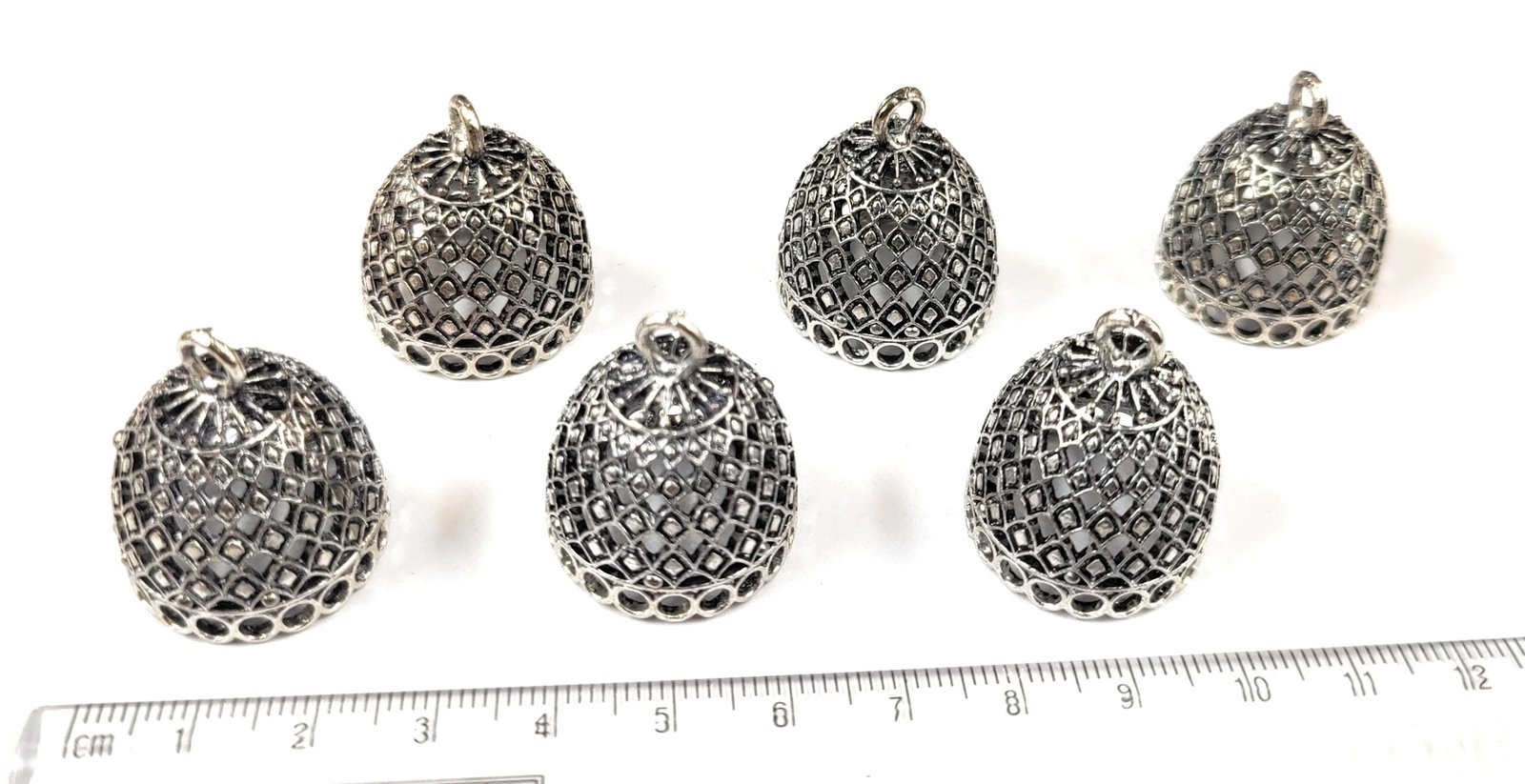 Medium size silver oxidised jumka base pair of 3