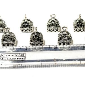 Mini Jhumka Base Dome Shaped Silver Oxidised Pair of 5