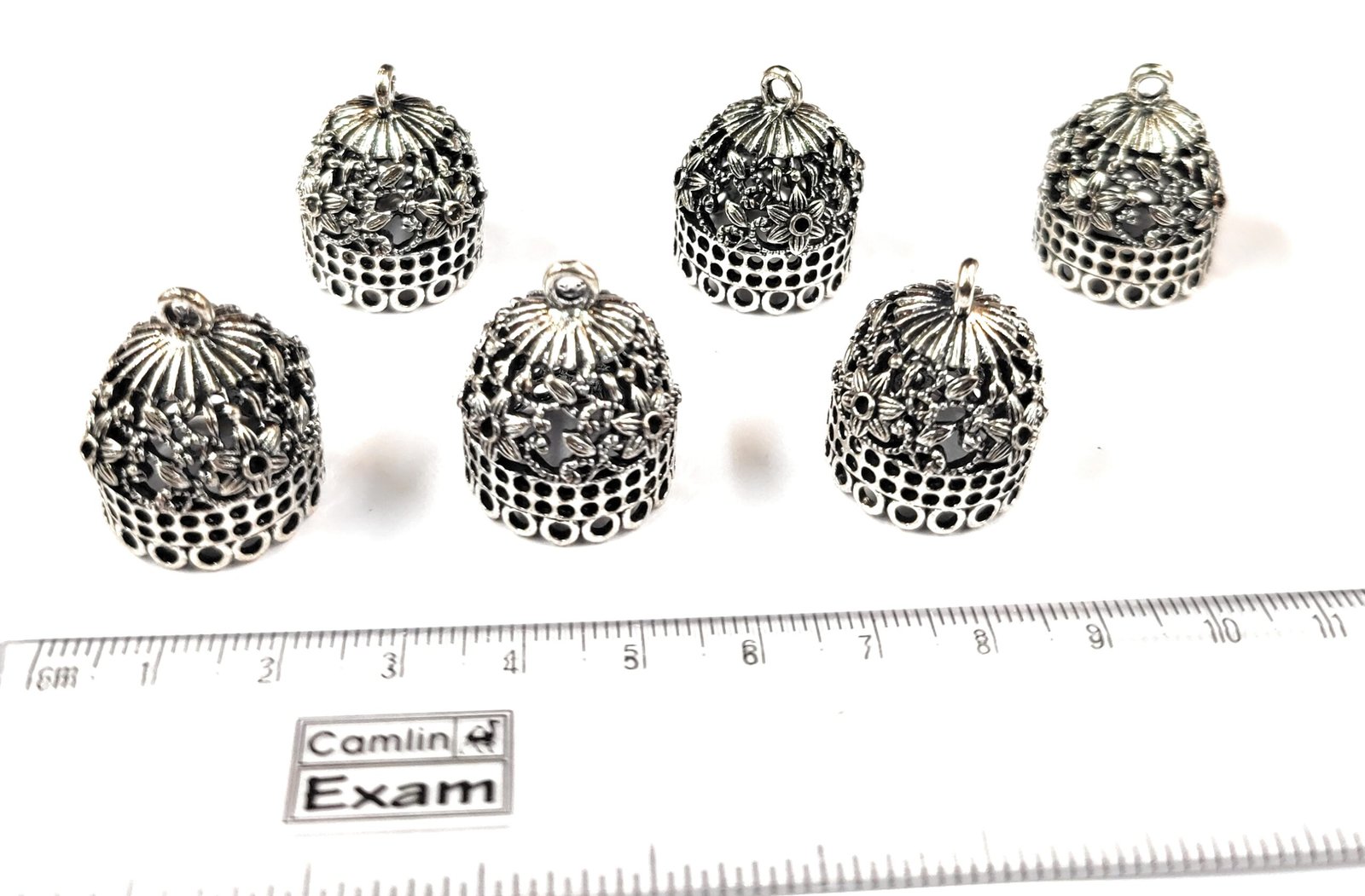 Silver Oxidised Jumka Base Medium Size Pair of 3