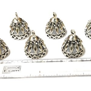 Silver Oxidised Jhumka Base Medium Size, Set of 3 Pairs