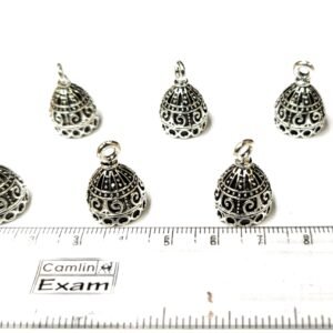 Small sized Silver oxidised jumka base for jewellery making, set of 3 pairs