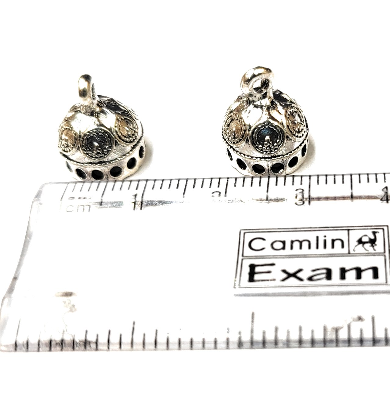 Mini jumka base, dome shaped silver oxidized pair of 5 - Image 2