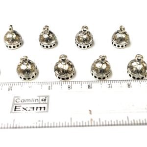 Mini jumka base, dome shaped silver oxidized pair of 5