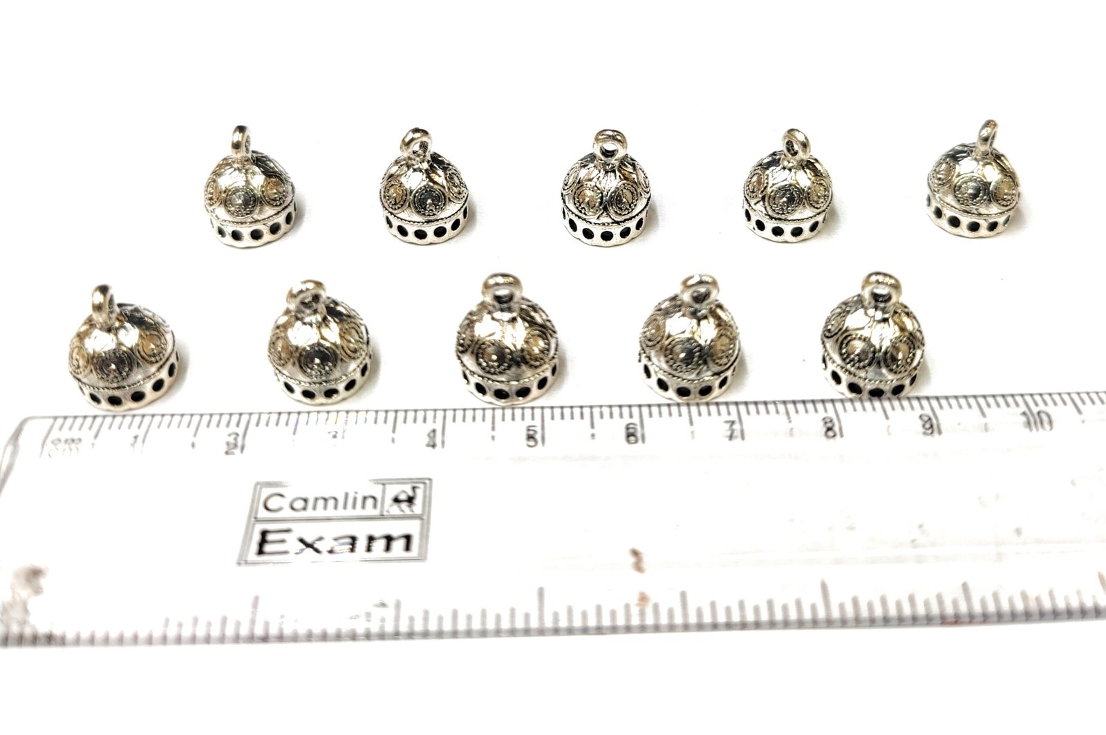 Mini jumka base, dome shaped silver oxidized pair of 5