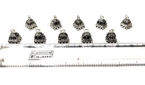 Mini jumka base, silver oxidized pair of 5