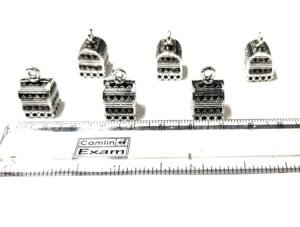 Small sized Silver oxidised jumka base, pair of 3